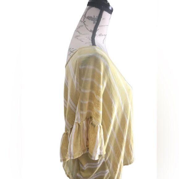 Lucky Brand Yellow and White Blouse Medium - Picture 3 of 10